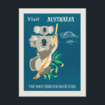 Australien Koala Bear Vintage Travel Poster Postkarte<br><div class="desc">Jeder würde Liebe,  dieses niedliche Reiseplakat "Visit Australia" mit einer Retro koala Bärenillustrierung und der Sydney Harbour Bridge zu erhalten!</div>