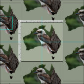 Australien Kontur Kookaburra in einem Baum Stoff (Kachel)