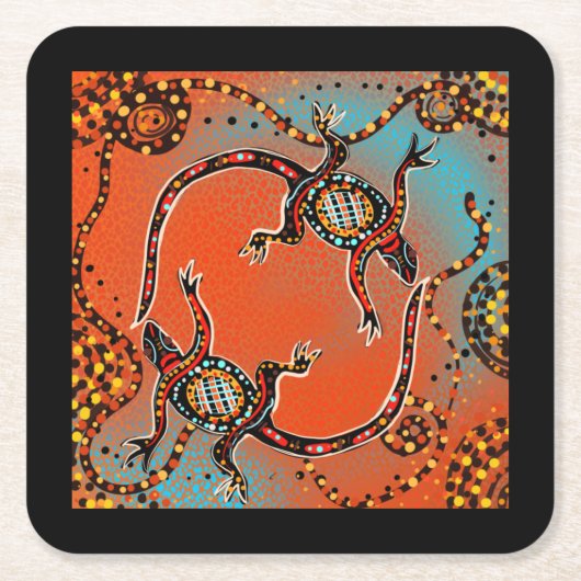 AUSTRALIEN KUNST RECHTECKIGER PAPPUNTERSETZER (Vorderseite)