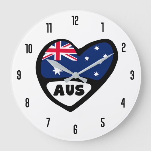 Australien Land Code AUS Flaggenmitte Große Wanduhr (Vorderseite)