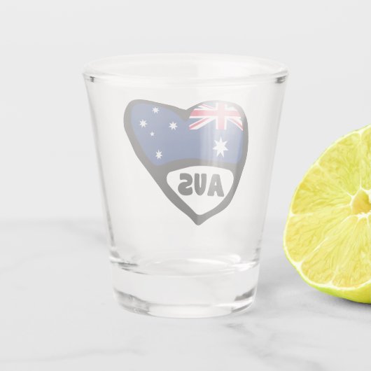 Australien Land Code Flaggenmitte AUS Schnapsglas (Rückseite)