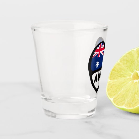 Australien Land Code Flaggenmitte AUS Schnapsglas (Links)