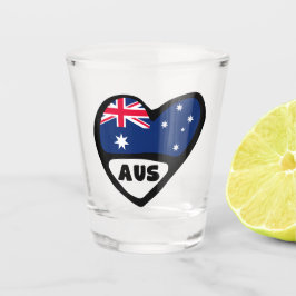 Australien Land Code Flaggenmitte AUS Schnapsglas