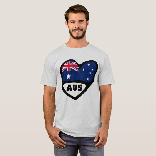 Australien Land Code Flaggenmitte AUS T-Shirt (Vorne ganz)