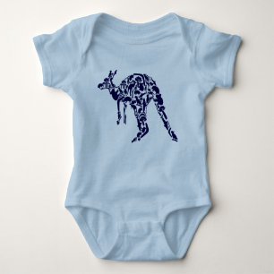 Australien Land Down Under Kangaroo Animal Blue Baby Strampler