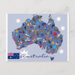 Australien Länderform mit Symbolen Postkarte