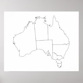 Australien Map Kontur Poster