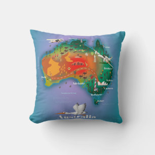 Australien Map Reiseplakat Kissen