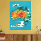 Australien Map Reiseplakat Leinwanddruck (Insitu (Wohnzimmer))