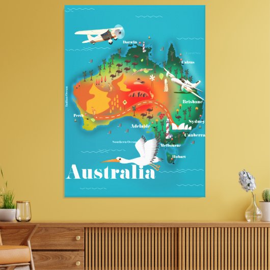 Australien Map Reiseplakat Leinwanddruck (Insitu (Wohnzimmer))