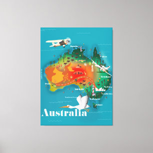 Australien Map Reiseplakat Leinwanddruck