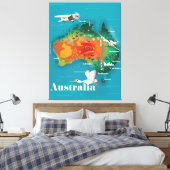 Australien Map Reiseplakat Leinwanddruck (Insitu (Schlafzimmer))