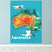 Australien Map Reiseplakat Leinwanddruck (Insitu (Holzboden))