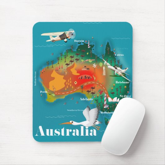 Australien Map Reiseplakat Mousepad (Mit Mouse)