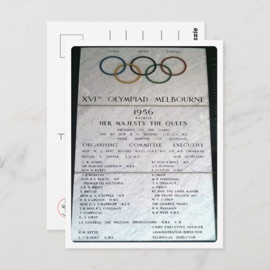 Australien - Melbourne,1956 XVI Olympiad - Postkarte (Vorne/Hinten)