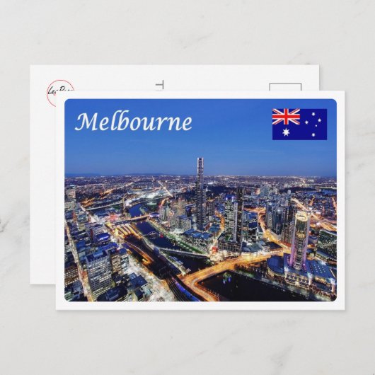 Australien - Melbourne by Night - Postkarte (Vorne/Hinten)