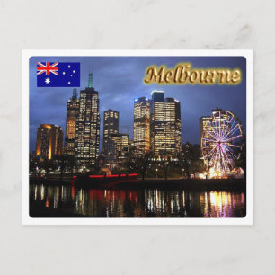 Australien - Melbourne City by Night - Postkarte