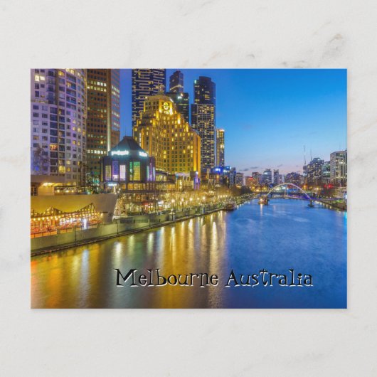 Australien Melbourne nächtliches Flussbild Postkarte (Vorderseite)