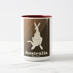 Australien mit dem Flugzeug Känguru-Reiseposter. Zweifarbige Tasse
