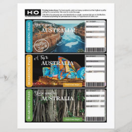 Australien Mock Ticket für Reisen und Veranstaltun