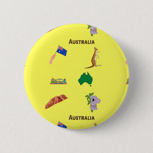 Australien-Muster in Gelb Button
