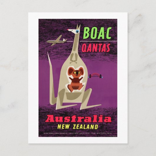 Australien Neuseeland Vintage Poster restauriert Postkarte (Vorderseite)
