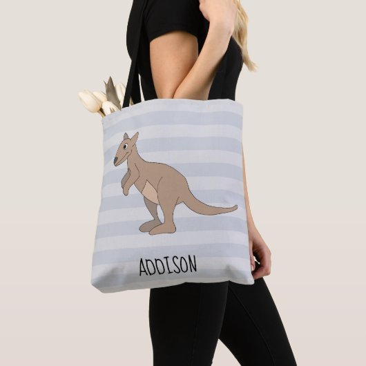 Australien Niedlich Kangaroo Doodle & Name Kids Di Tasche (Von Nahem)