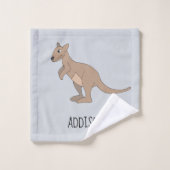 Australien Niedlich Kangaroo Doodle und Name Kids Badhandtuch Set (Waschlappen)