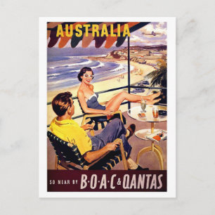 Australien, Paar genießt auf Terrasse, Vintage-Rei Postkarte
