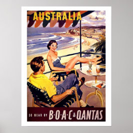Australien, Paare genießen auf Terrasse, Vintage R Poster