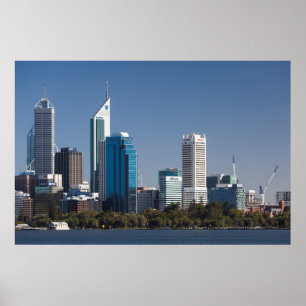 Australien, Perth, Stadt-Skyline vom Swan River Poster