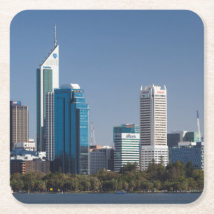 Australien, Perth, Stadt-Skyline vom Swan River Rechteckiger Pappuntersetzer