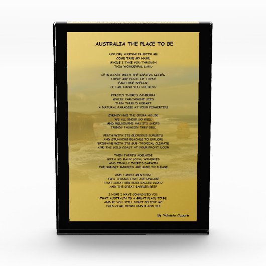 Australien - Platz für Acrylsperren Fotoblock (Vorderseite)