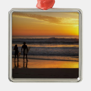 Australien, Queensland, Goldküste, Surfer Silbernes Ornament