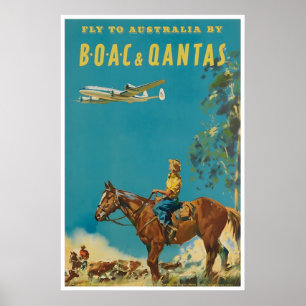 Australien Reiseplakat Australische Kunst BOAC Poster