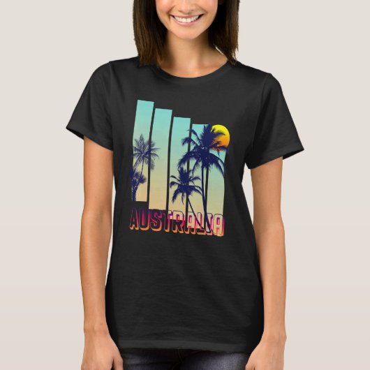 Australien Retro Vintag Style Palm Tree T-Shirt (Vorderseite)