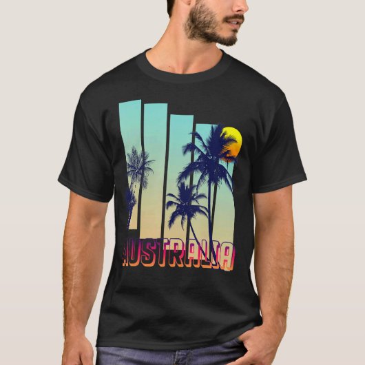 Australien Retro Vintag Style Palm Tree T-Shirt (Vorderseite)