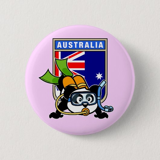 Australien Scuba Diving Panda Button (Vorderseite)