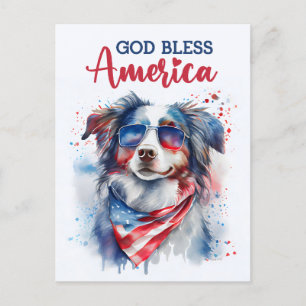 Australien Shepherd, Gott segne Amerika Postkarte
