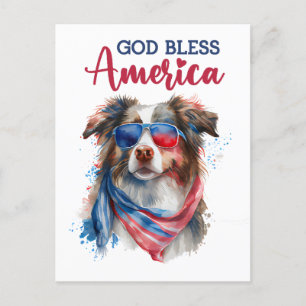 Australien Shepherd, Gott segne Amerika Postkarte