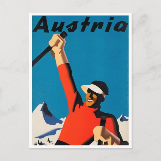 Australien Ski Vintage Reise Postkarte (Vorderseite)