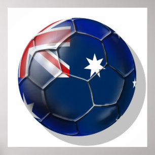 Australien Socceroos Fußball Fans Oz Flag Ball Poster