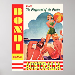 Australien-Spielplatz im Pazifik, Strand von Bondi Poster