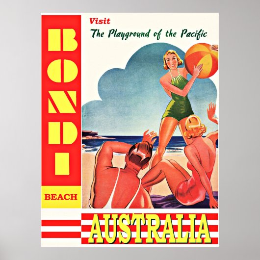 Australien-Spielplatz im Pazifik, Strand von Bondi Poster (Vorne)