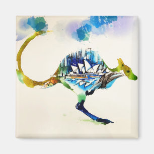 Australien-Stadtskyline-Reise-LiebeWatercolor Magnet