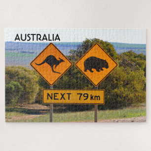 Australien: Straßenschilder Kangaroo und Wombat Puzzle