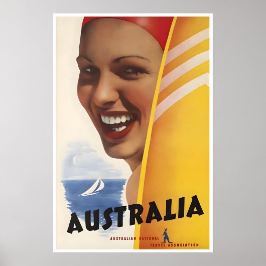 Australien Surfen Kunst Reiseplakat Australisch Poster (Vorne)