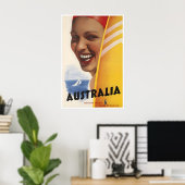 Australien Surfen Kunst Reiseplakat Australisch Poster (Heimbüro)