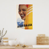 Australien Surfen Kunst Reiseplakat Australisch Poster (Küche)