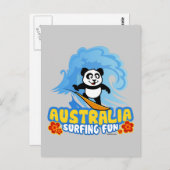 Australien Surfing Panda Postkarte (Vorne/Hinten)